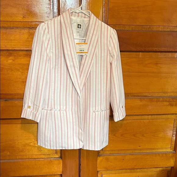 Calvin Klein Jackets & Blazers - Calvin Klein Pink and White Striped Women's Blazer